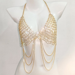 0044-Sexy Tassel Rhinestone Bra Hollow Beach Bikini Body Chain Accessories