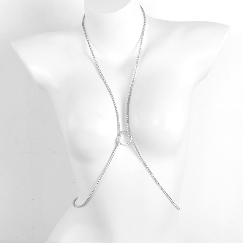 ST230708-Fashionable and simple summer beach bikini sexy diamond chain body chain