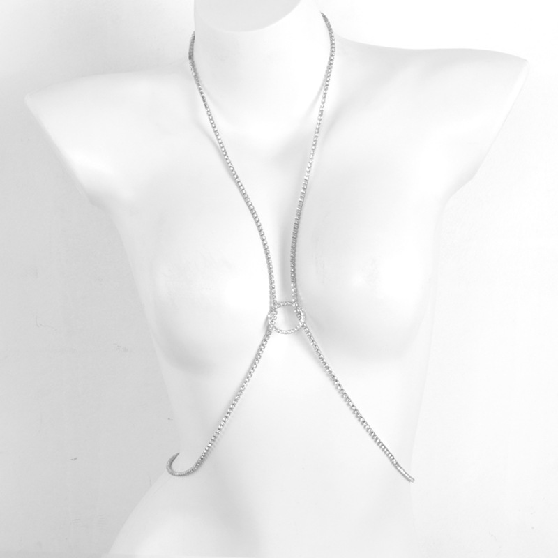 ST230708-Fashionable and simple summer beach bikini sexy diamond chain body chain