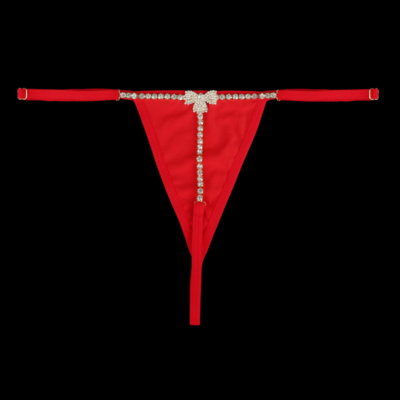 ST221029-Full diamond butterfly chain red panties rhinestone nightclub sexy thong women's body chain underwear accessories