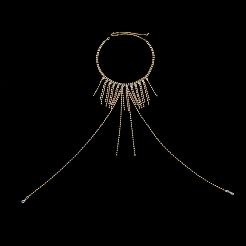 ST221015-Sexy Tassel Nipple Chain Nightclub Personalized Rhinestone Necklace Body Chain