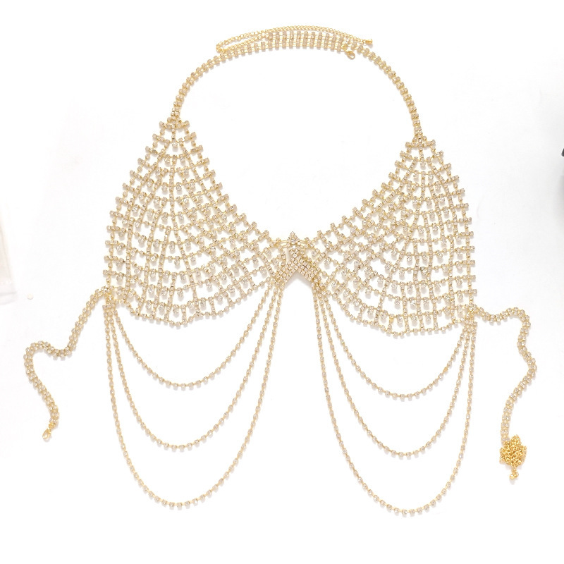 0044-Sexy Tassel Rhinestone Bra Hollow Beach Bikini Body Chain Accessories