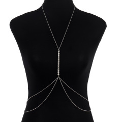 ST22501-Geometric single row diamond chain alloy body chain exaggerated simple European and American sexy chest chain for women