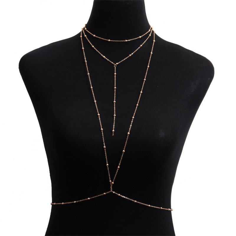 ST22410-Sexy Fashion Summer Water Drop Multi-Layered Cross Women's Body Chain Necklace in One