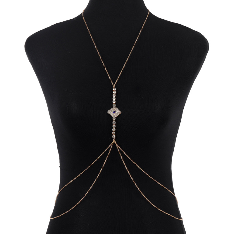 ST22503-European and American fashion accessories, simple devil's eye chest chain, nightclub shiny sexy body chain