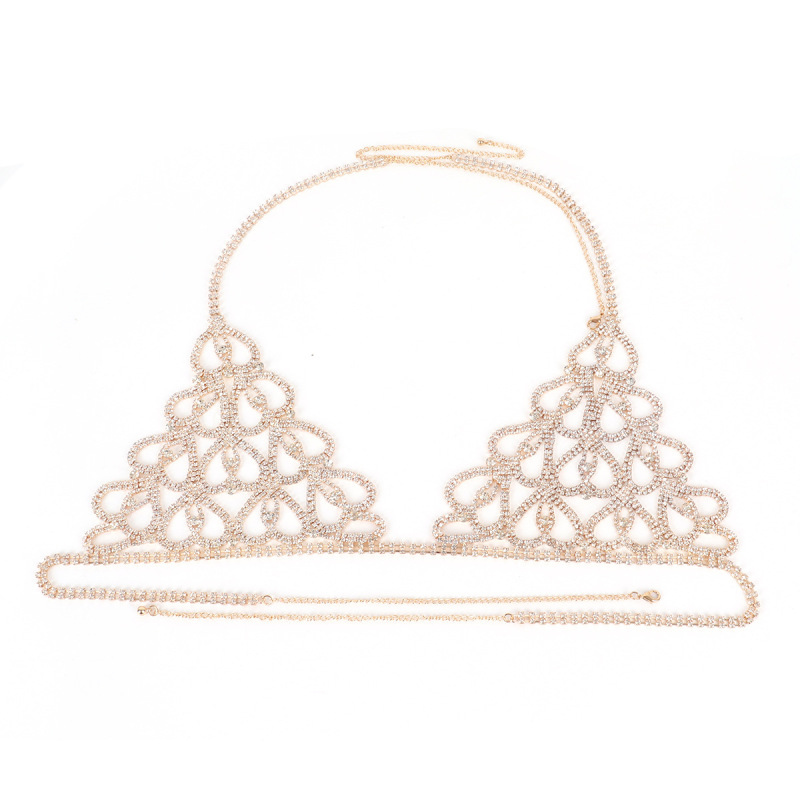 0005-Cross-border hot selling rhinestone bra accessories luxury full diamond love geometric sexy nightclub sexy European and American body chain for women