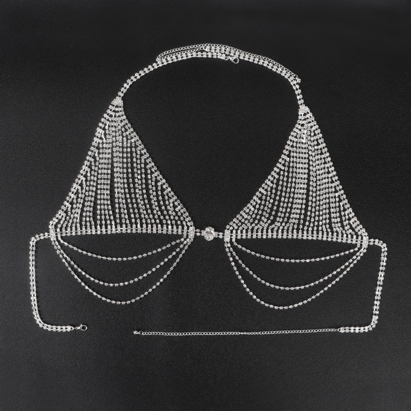 tb-15-Chest chain accessories Fashion rhinestone tassel sexy bikini bra chain nightclub European and American body chain