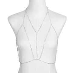 ali-8-European and American sexy chest chain, multi-layered rhinestone sexy bohemian beach necklace, cross body chain