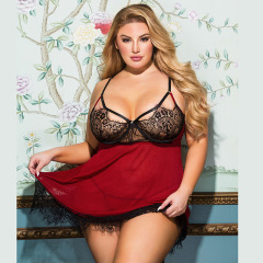 R81038--Plus size sexy lingerie sexy backless lace suspender nightgown