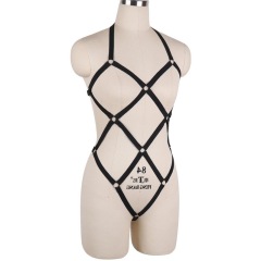 N0043--European and American sexy cross straps leaking breast bra underwear hollow harness uniform temptation sexy suit for women