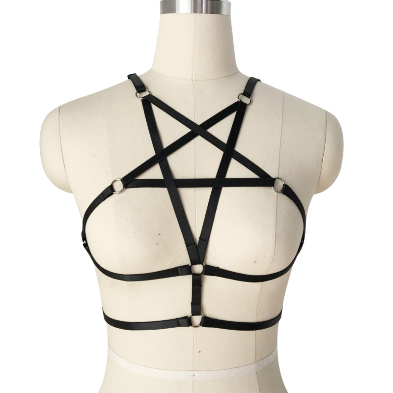 O0507--Versatile hot style beautiful back harness hollow five-pointed star strap sexy underwear