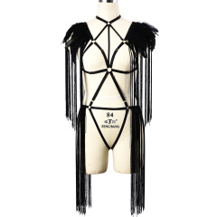 N0217-Harness performance clothing sexy tassel strappy underwear uniform temptation sexy suit