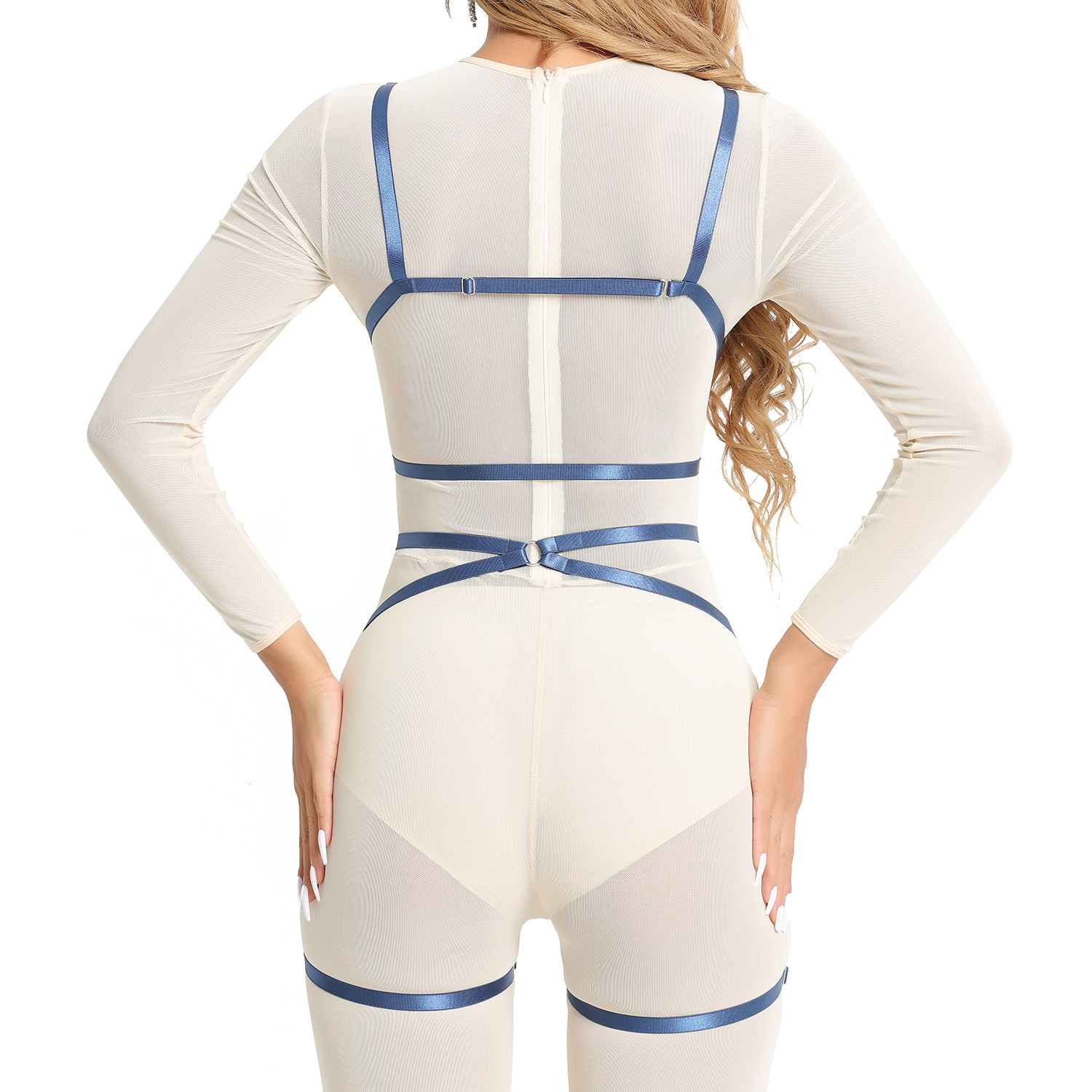N0284--The most popular harness-in-one underwear, sexy breast-exposing butt-revealing, no-take-off temptation sex suit