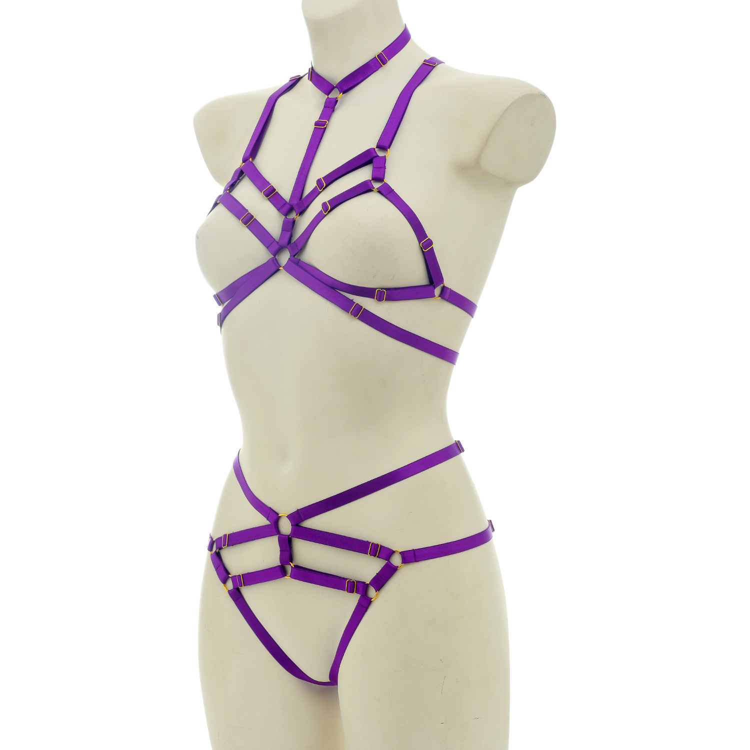 O0919+P0296--Harness tied sexy hollow sexy separate suit