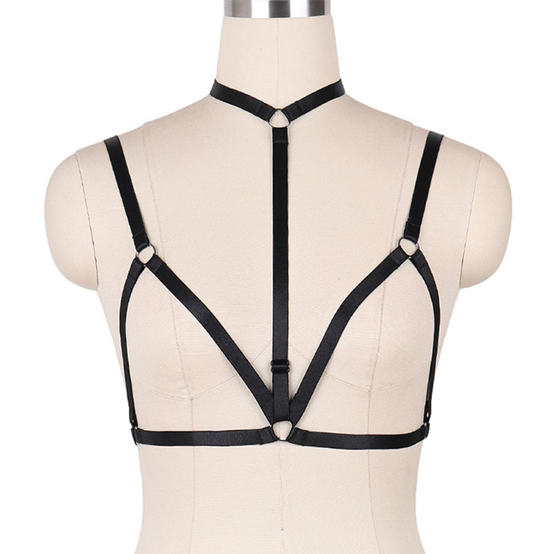 O0198-Beautiful back nightclub sexy strap-on outer wear hollow breast-exposing sexy and seductive underwear