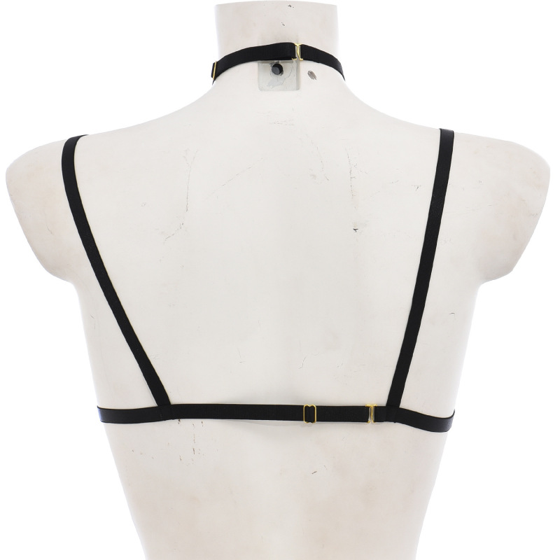 O0887-Straps, chain accessories, hollow sexy black erotic harness underwear