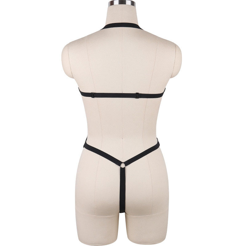 N0043--European and American sexy cross straps leaking breast bra underwear hollow harness uniform temptation sexy suit for women