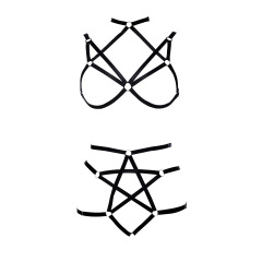N0301-European and American wire harness five-pointed star binding black women's sexy lingerie set