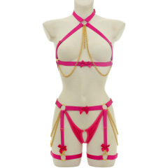O0915+P0292--New sexy hollow harness straps to restrain women's sexy split suit