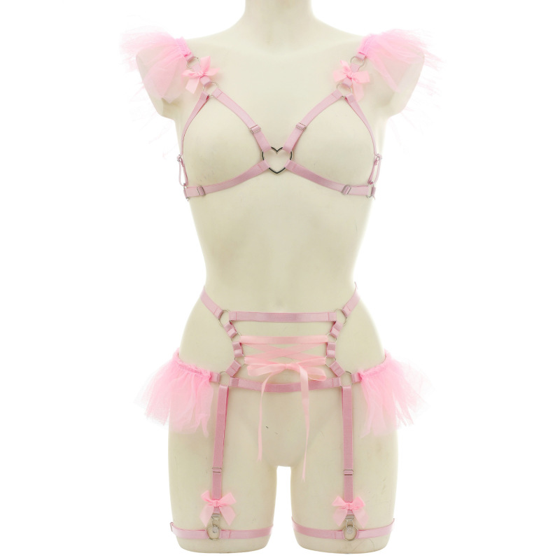 O0917+P0294--Sexy hollow two-color optional cute girly harness split set