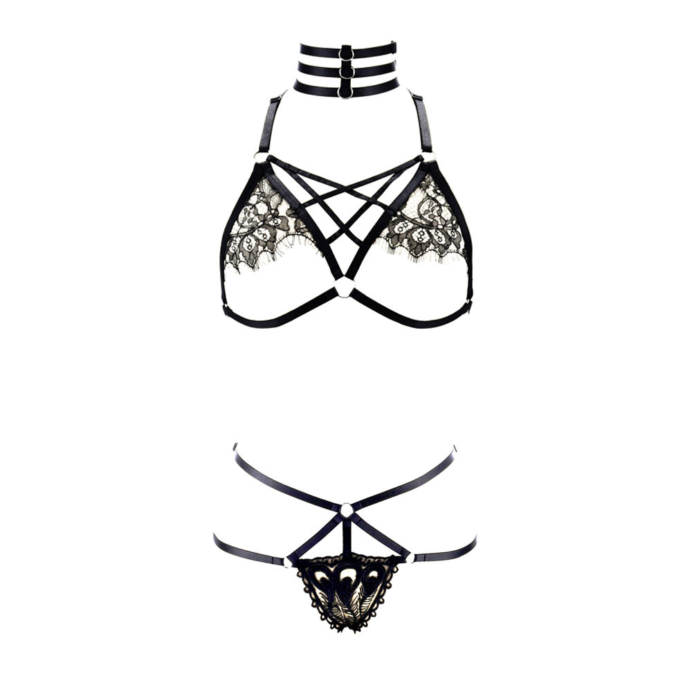 N0150-Sexy lingerie sexy lace see-through strap bra uniform temptation sexy suit