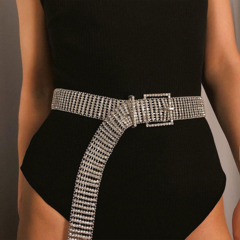 tb-21-Exaggerated hot girl diamond waist chain jewelry European and American fashionable and sexy multi-drainage diamond belt waist jewelry for women