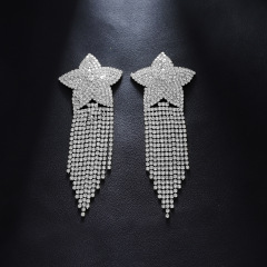 ST230119-Rhinestone five-pointed star nipple stickers, fashionable diamond nightclub sexy tassel nipple stickers for women