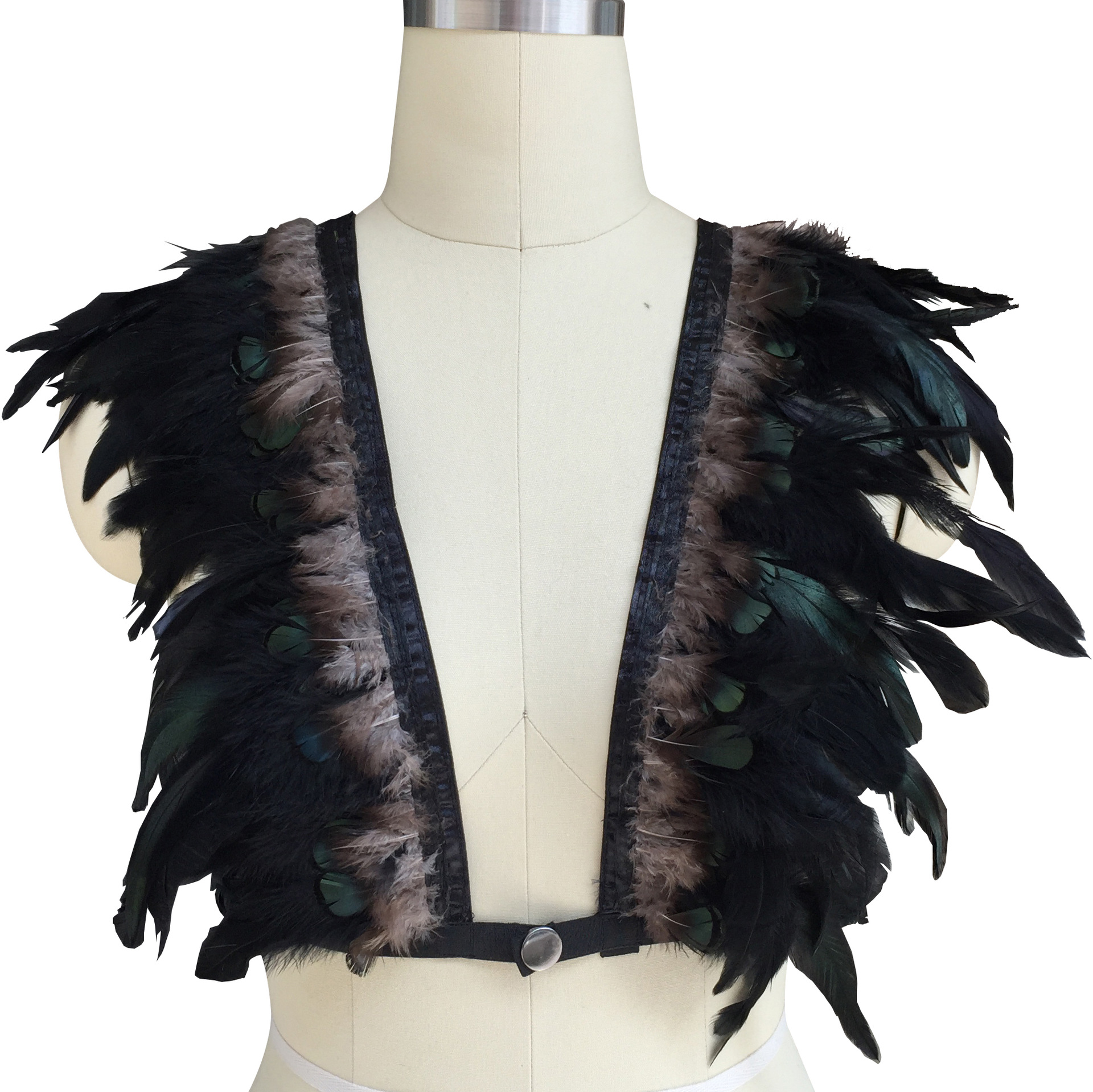 O0261-Feather Temptation Hollow Strap Restraint Black Sexy Underwear