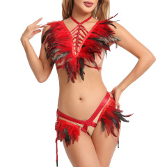 O0603+P0211--Best Selling Feather Temptation Sex Suit for Women