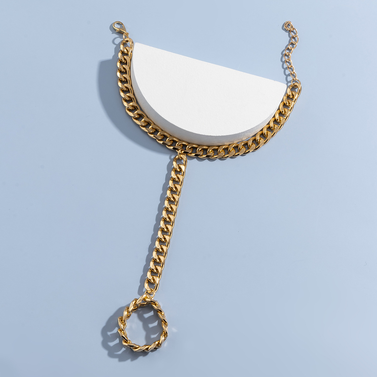 SL22708-European and American cross-border jewelry punk style geometric ring hollow mitten bracelet personalized simple metal iron chain bracelet