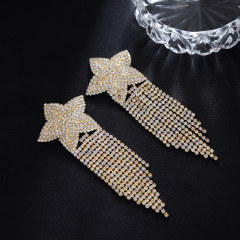 ST230119-Rhinestone five-pointed star nipple stickers, fashionable diamond nightclub sexy tassel nipple stickers for women