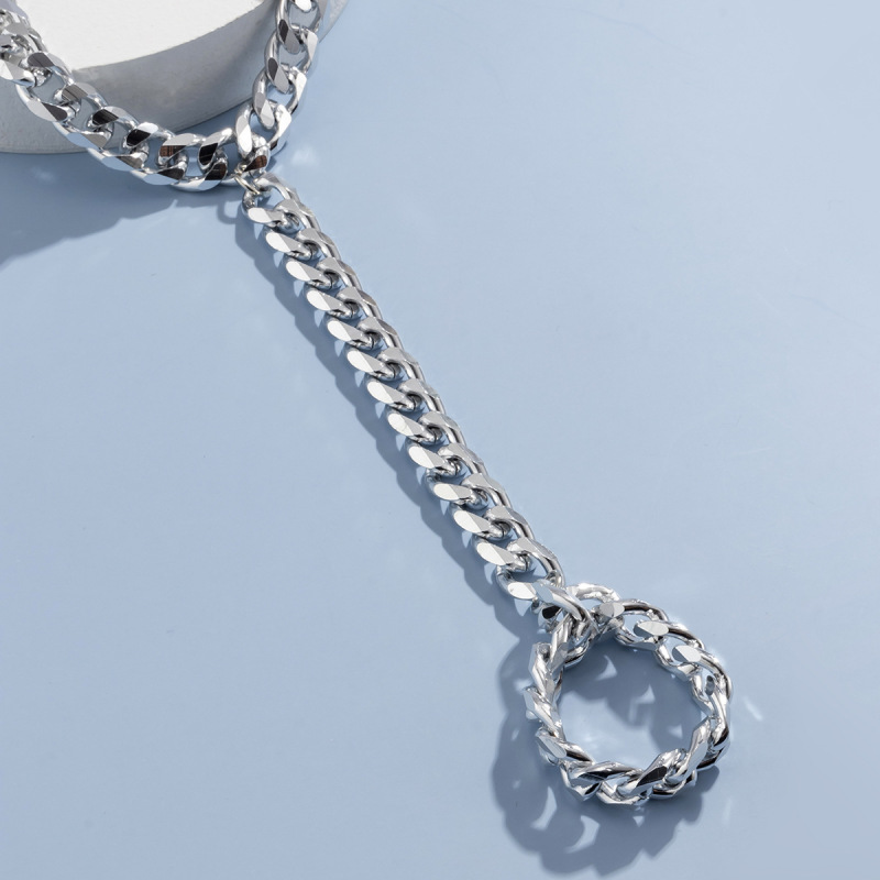 SL22708-European and American cross-border jewelry punk style geometric ring hollow mitten bracelet personalized simple metal iron chain bracelet