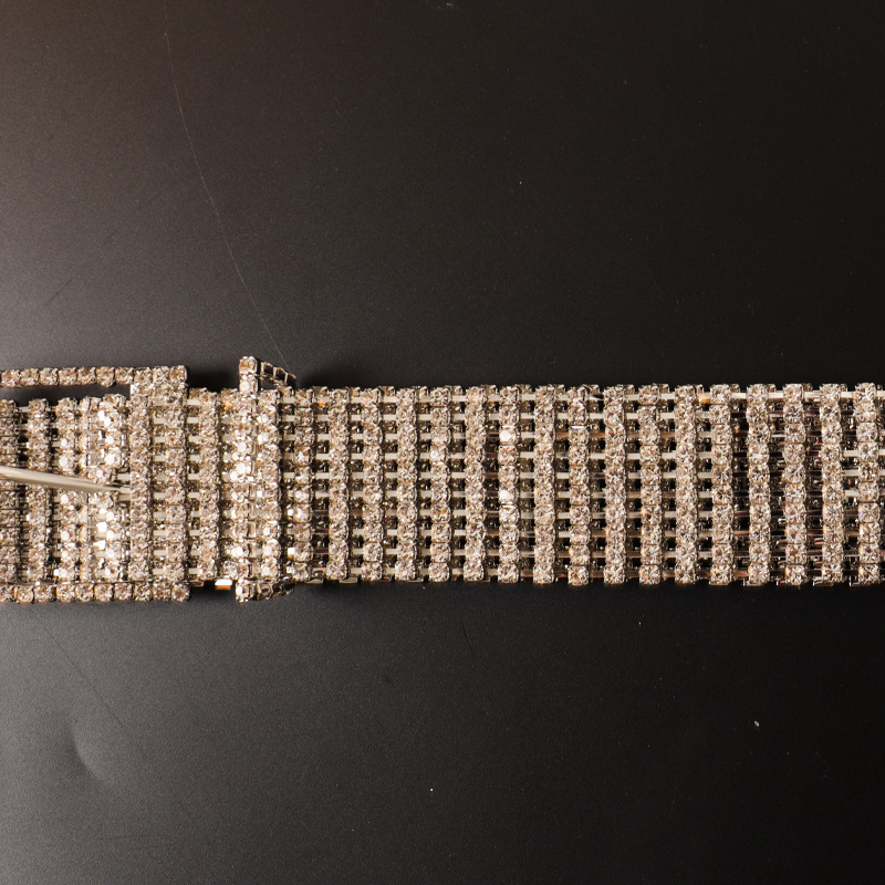 YL22513-Retro light luxury rhinestone waist chain with diamonds, fashionable and personalized silver diamond-encrusted European and American women's belt