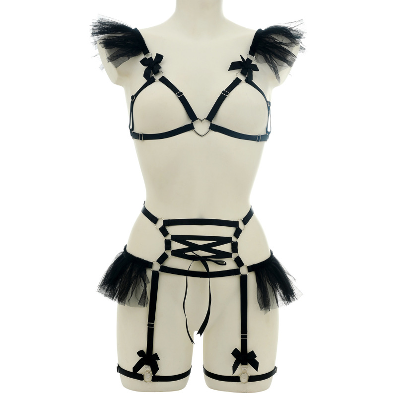 O0917+P0294--Sexy hollow two-color optional cute girly harness split set