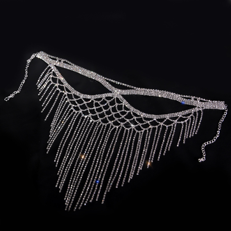 LS230601-Exaggerated rhinestone tassel mask European and American fashion masquerade accessories