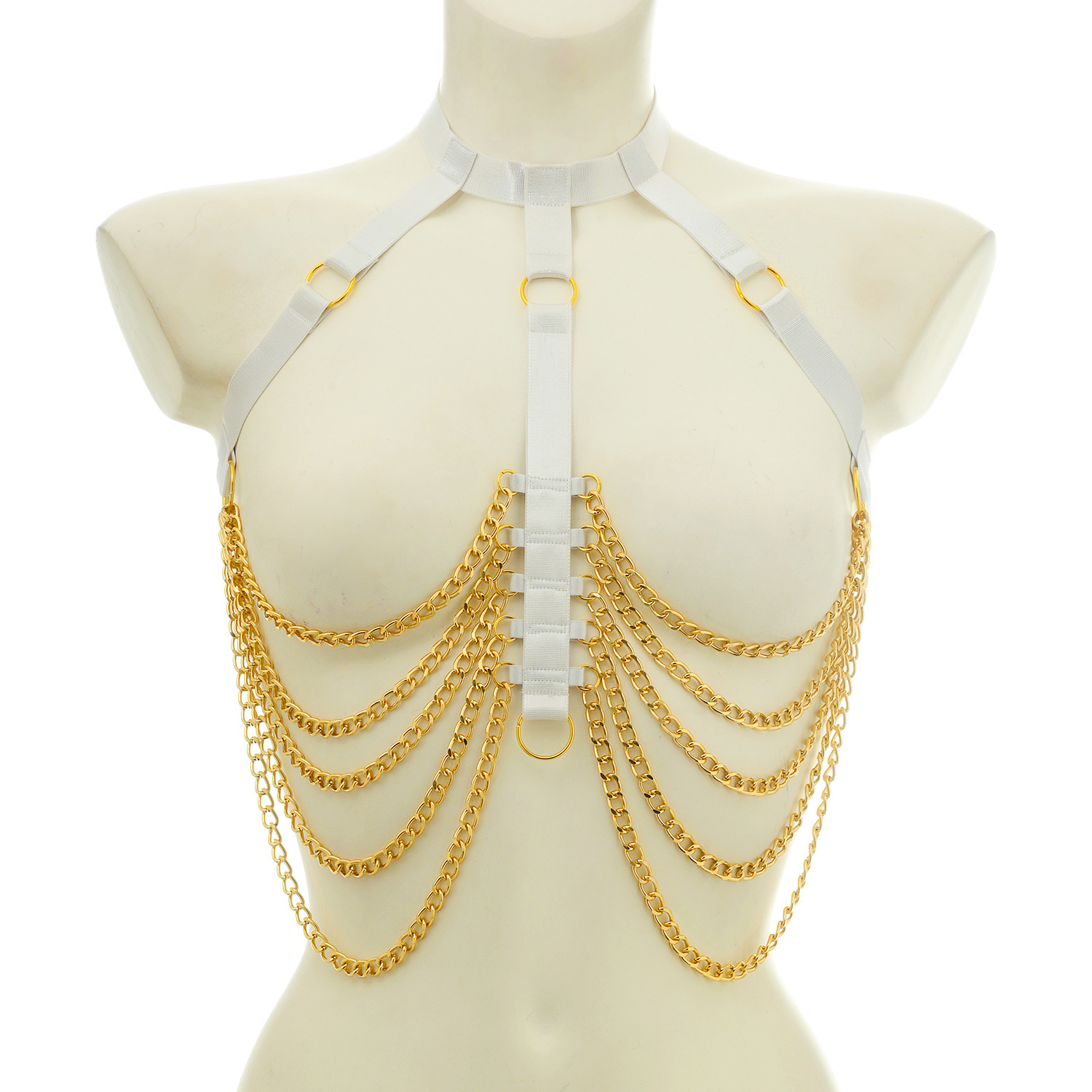 O0906-European and American sexy hollow straps and metal chain women's sexy underwear