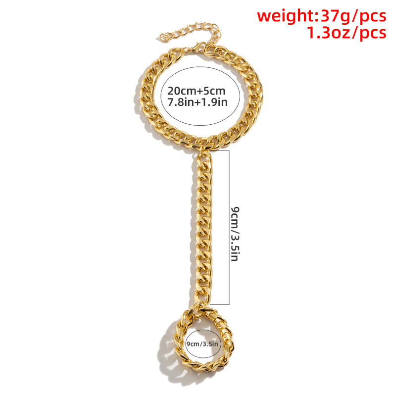 SL22708-European and American cross-border jewelry punk style geometric ring hollow mitten bracelet personalized simple metal iron chain bracelet