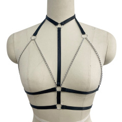 O0870-Chain bondage black ladies sexy strappy underwear