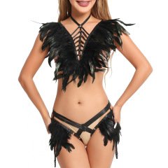 O0603+P0211--Best Selling Feather Temptation Sex Suit for Women