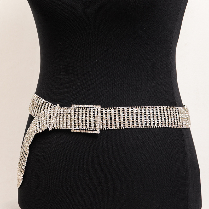 tb-21-Exaggerated hot girl diamond waist chain jewelry European and American fashionable and sexy multi-drainage diamond belt waist jewelry for women