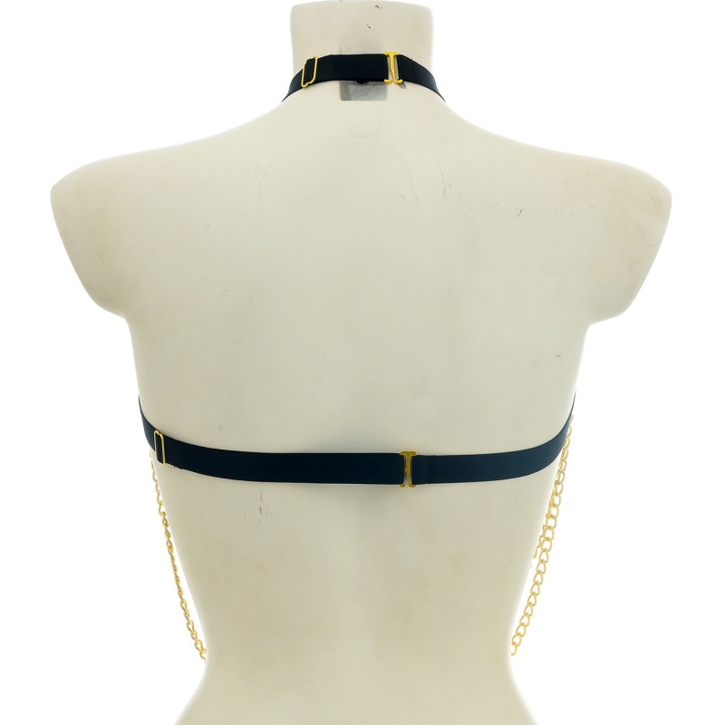O0906-European and American sexy hollow straps and metal chain women's sexy underwear