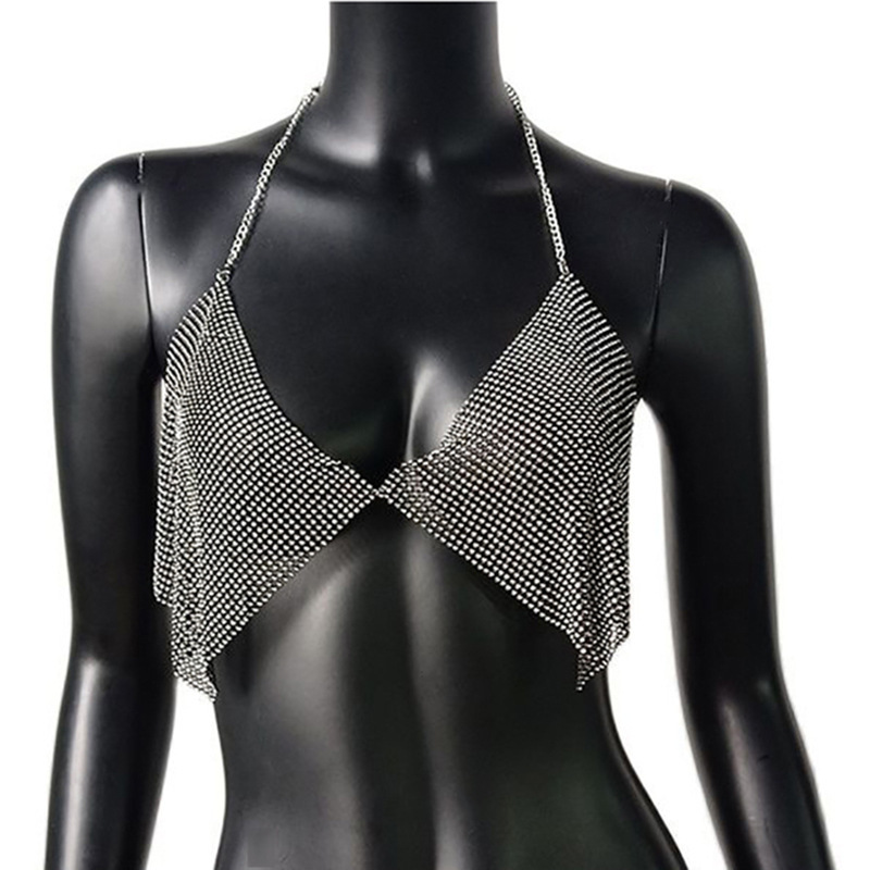 GC047-Popular women's vest halter top beach bikini shiny halter neck strap