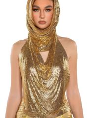 GC205-Sequin suspender headscarf, a set of hot girl outfits, cross-border fashion women's clothing, sweet and spicy sequined tops