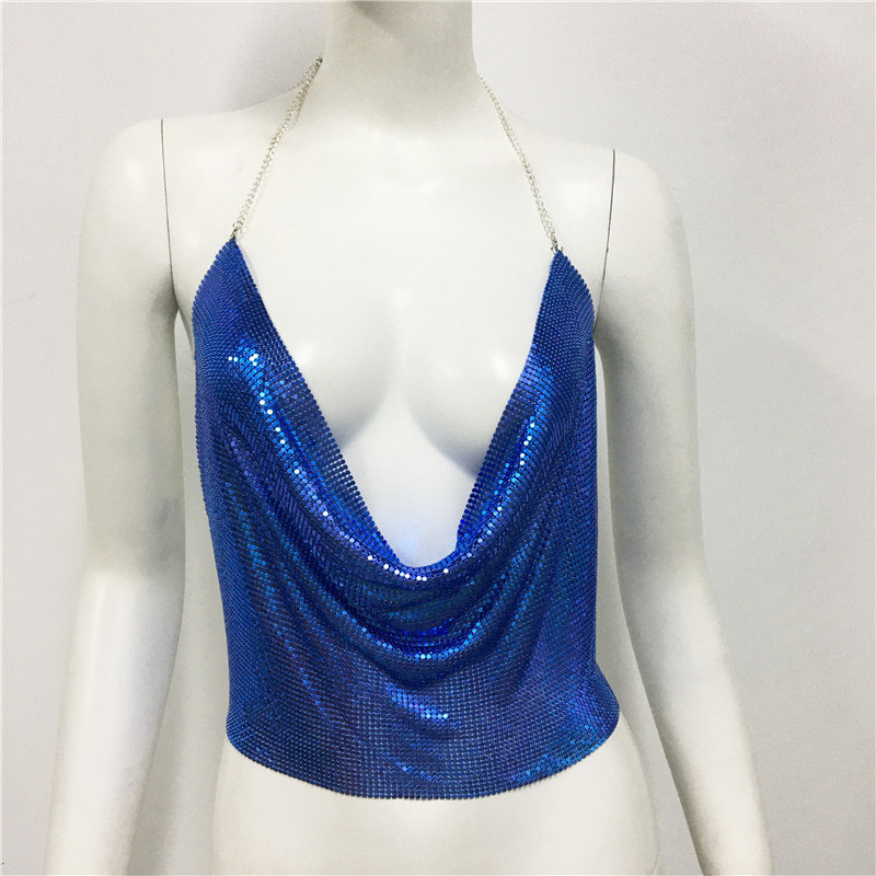 GC034-European and American hot girls women's metallic sequin tops sexy nightclub party hot girls tops sequin suspenders