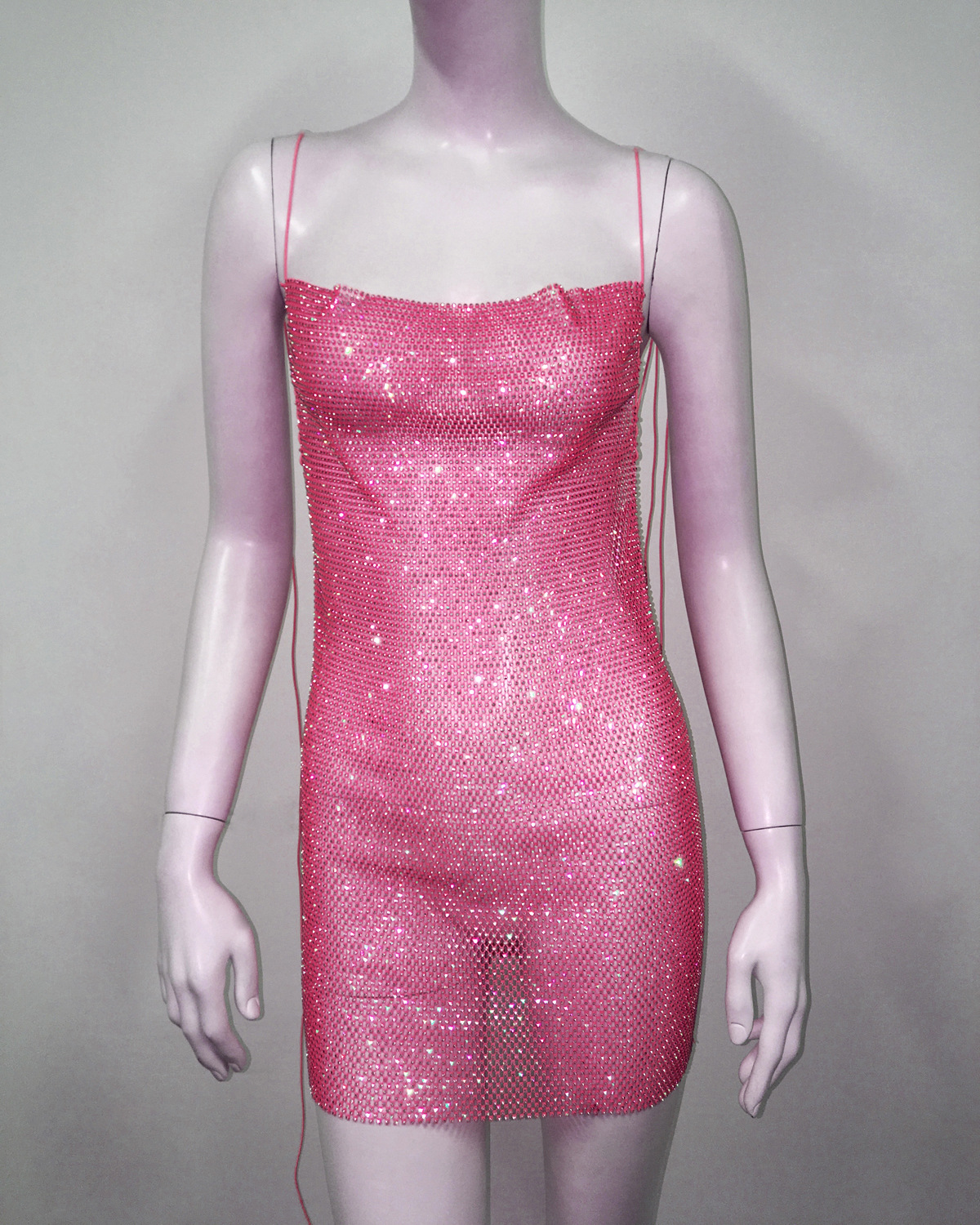 GC255-Slip dress, sexy beautiful back suspender dress, fishnet rhinestone strap hot girl tight skirt