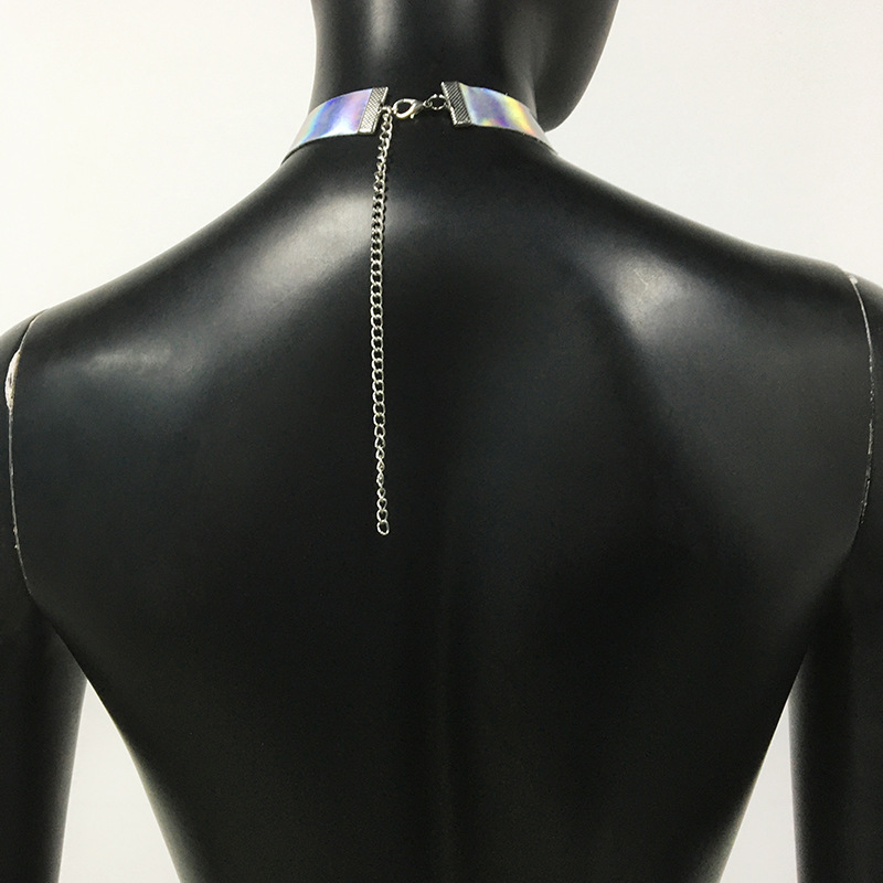 SC048LS-European and American body chain nipple chain leather harness holographic laser chest chain sexy ladies halter neck body chain nipple chain