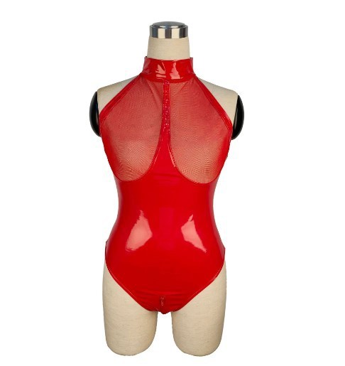 6786--Patent leather zipper pants, bright leather leather jacket, tight-fitting mirrored PVC one-piece leather jacket