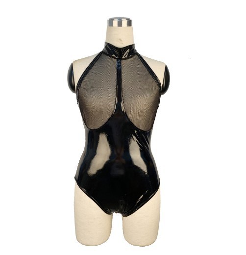 6786--Patent leather zipper pants, bright leather leather jacket, tight-fitting mirrored PVC one-piece leather jacket