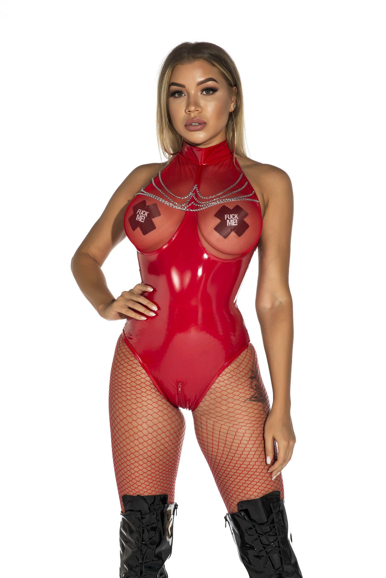 6786--Patent leather zipper pants, bright leather leather jacket, tight-fitting mirrored PVC one-piece leather jacket