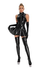 6864--New tight-fitting zipper patent leather jumpsuit oily mirror sexy underwear